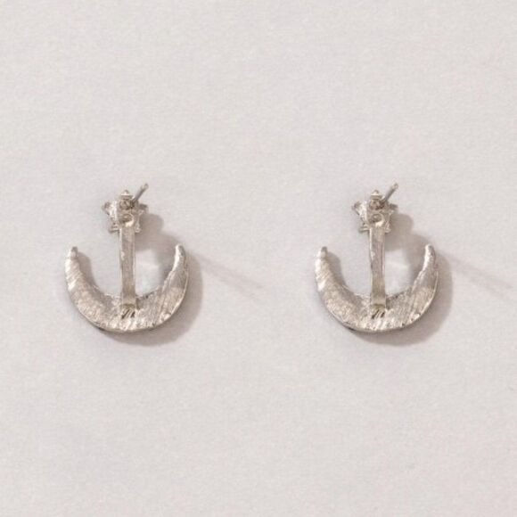 SILVER BLACK DIAMOND STAR STUD AND CRESCENT MOON STUD EARRING JACKET - Picture 6 of 8